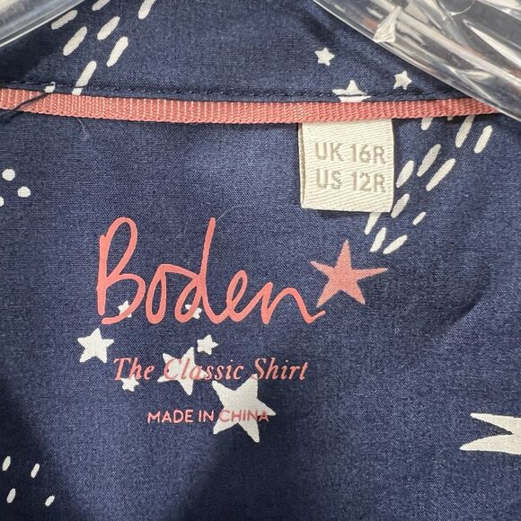 Boden Womens Classic Shirt Size 12r Shooting Star Button-Down Long Sleeve Navy - Picture 12 of 15